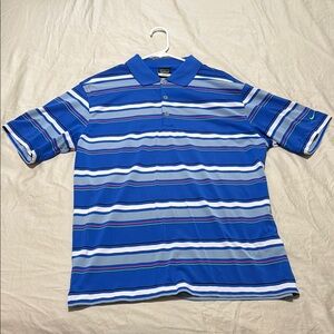 Nike Blue and White Striped Polo Shirt